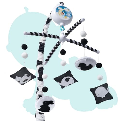 Montessori Mobile Baby for Crib (TINITIGIES) - Black and White Mobile Give Visual Stimulation to Engage Your Newborn - Baby Crib Mobile for Boys & Girls - Baby Mobile for Crib (Animal)