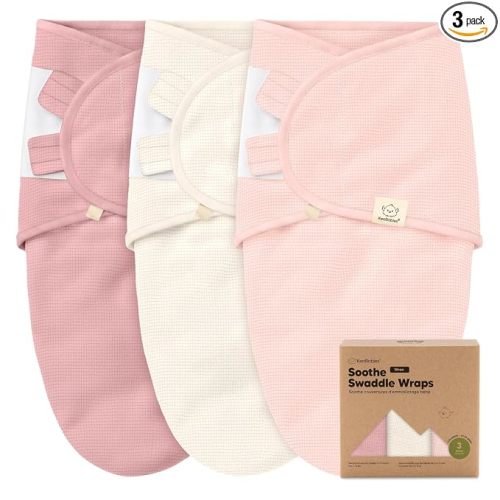 3-Pack Organic Swaddles for Newborns, Baby Swaddles 0-3 Months (Roseate)