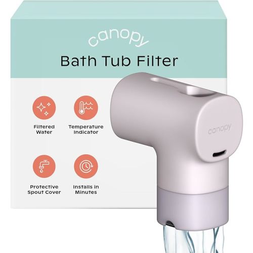 Canopy Baby Bath Tub Filter – Gentler Water Filtration for Delicate Skin | Reduces Chlorine & Irritants | BPA-Free Silicone Spout Cover | Easy Tool-Free Install | Activated Carbon Filtration