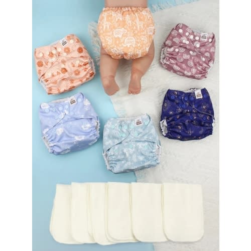 POCKET DIAPER 3.0 WITH INSERTS - 6 PACK(Cabin Vibes)