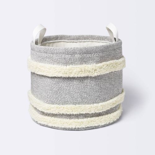 Tufted Canvas Round Storage Bin - Cloud Island™ Gray/Cream Large