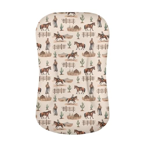 ZOUTAIRONG Trendy Western Cowboy Bassinet Sheets Boy Crib Sheets Ultra Soft Breathable Material Stretchy Fitted Crib Sheets Oval Bassinet Sheets Baby Delight Bassinet Sheets