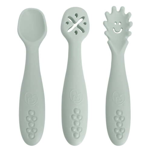 Dreambaby Scoop Mash and Twist Silicone Baby Spoon Set - 3 Stage Toddler Utensils for Baby Led Weaning - Soft Chew Training Spoons