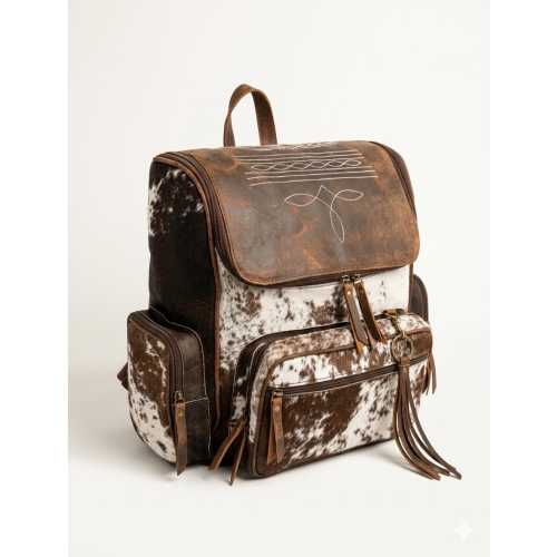 Rustic Cowhide & Leather Diaper Backpack – Bootstitch Design, Concealed Carry Ready bag