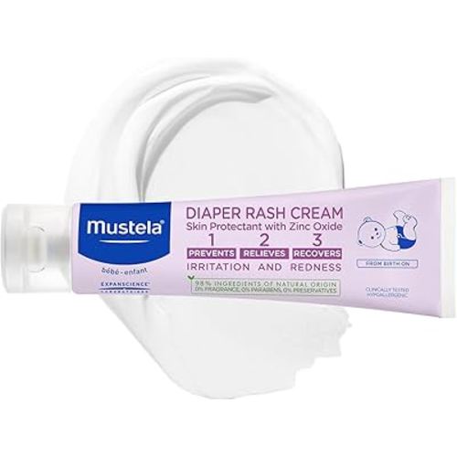 Mustela Baby Diaper Rash Cream 123 - Skin Protectant with Zinc Oxide - Fragrance Free & Paraben Free - with 98% Natural Ingredients - Various Packaging