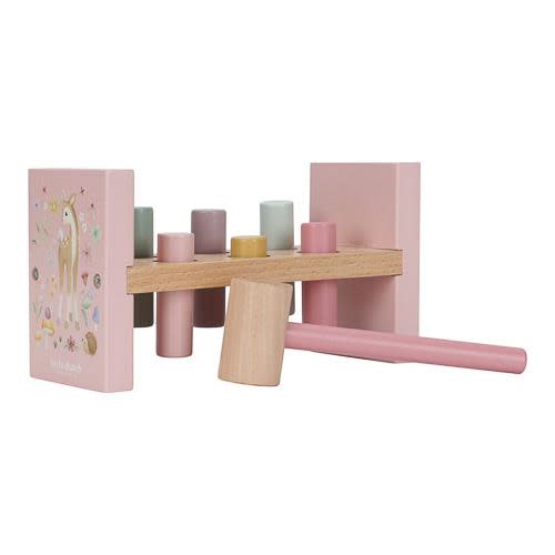 Wooden Hammer Bench - Pink - Fairy Garden