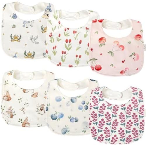 Baby Bibs 6 Pack, Soft Cotton Bandana Drool Bibs for Teething