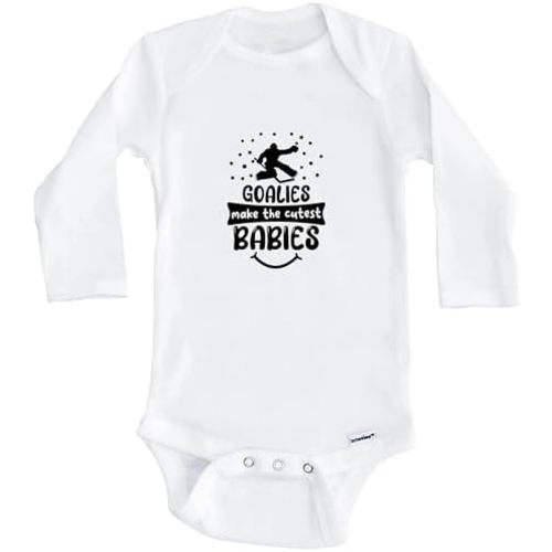 Goalies Make The Cutest Babies Funny Hockey One Piece Baby Bodysuit (Long Sleeve)