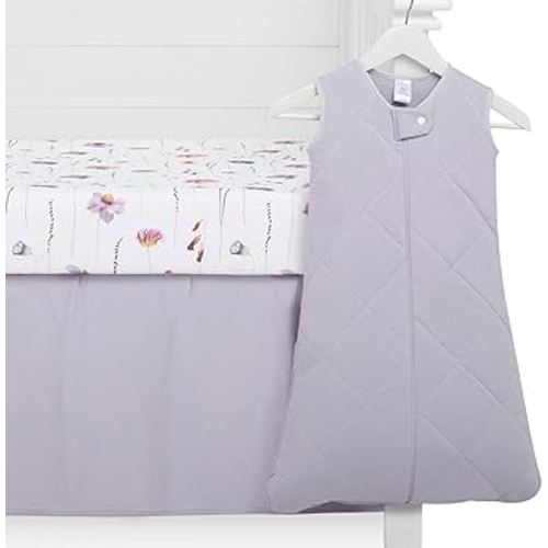 Evolur Be Wild 3 Piece Crib Bedding Set, Machine Washable, Soft and Breathable Toddler Bedding Set, Includes Fitted Sheet, Wearable Blanket and Crib Skirt