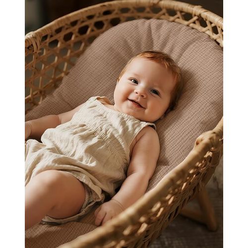 Muslin Bassinet Sheets Boy Girl, 100% Cotton Fitted Bassinet Sheet Set 2 Pack Bassinet Mattress Sheets Universal Fit for Rectangle, Round, Oval, Hourglass Mattress, Soft Breathable