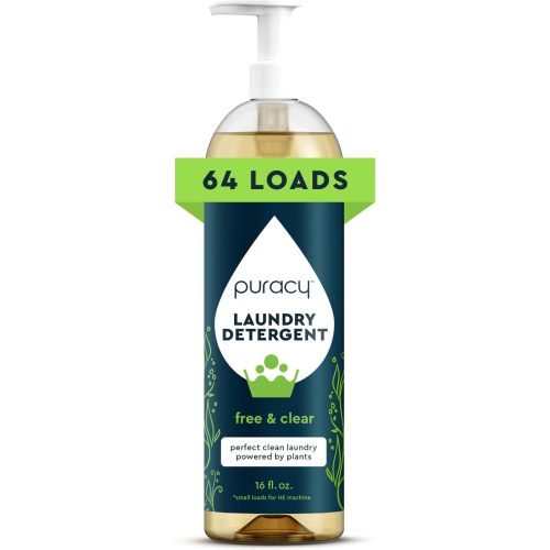Puracy Laundry Detergent - Enzyme-Powered Liquid Laundry Detergent Concentrate, Natural Laundry Detergent Seen on TikTok, Non-Toxic (Free & Clear, 16 fl oz, 64 Loads)
