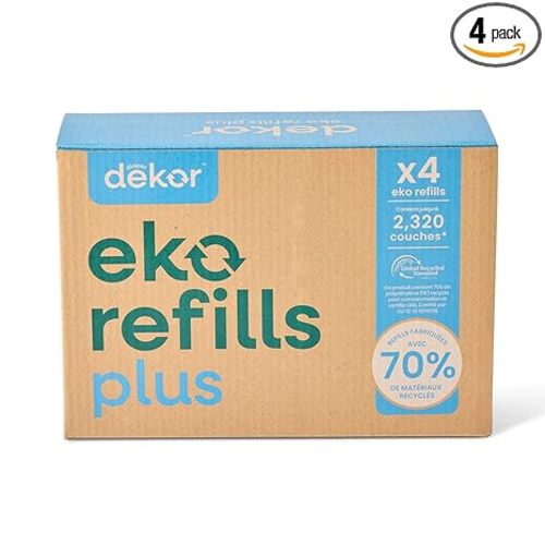 Diaper Dekor Plus Diaper Pail Refills | 4 Count Unscented | Exclusive End-of-Liner Marking | Thick, Quick & Easy to Replace | Most Economical Refill System | for Original and Eko Style Pails