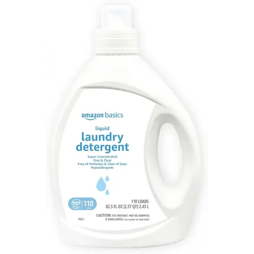 Amazon Basics Concentrated Liquid Laundry Detergent, Free of Perfumes & Clear of Dyes, 110 loads, 82.5 Fl Oz (Previously Solimo)