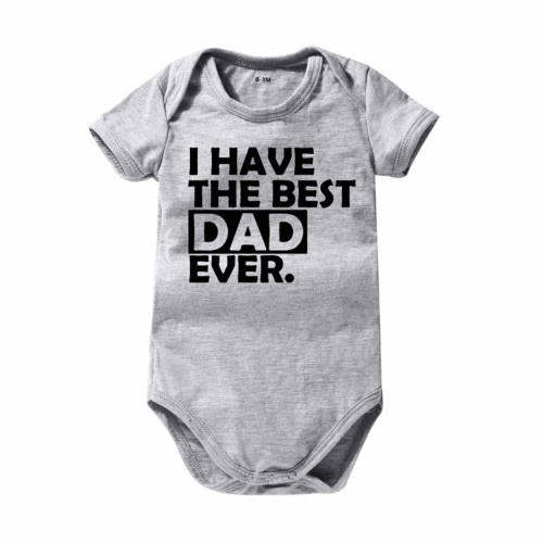 EGNMCR I Love My Dad Newborn Summer Baby Boy Girl Rompers Bodysuit Jumpsuit Playsuit One Piece Outfit Clothes (Gray,0-3 Months) - Baby deals