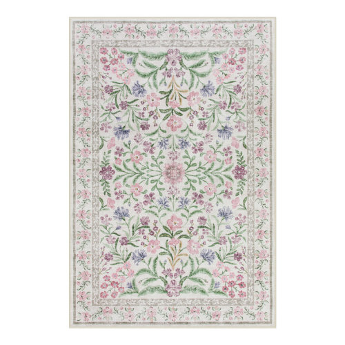 Kaldi Kaldi Oriental Botanical Floral Machine Washable Area Rug with Non-Slip Backing for Living Room, Dining Room, Bedroom