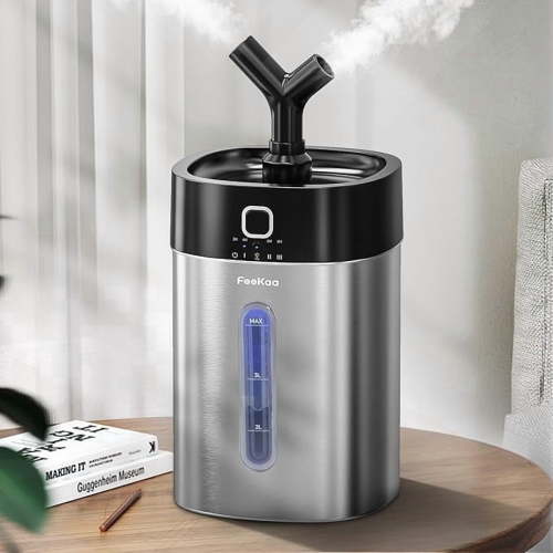 Stainless Steel Humidifier Dishwasher Safe, 4L/1Gal Cool Mist Humidifiers for Room Bedroom, Easy Clean Humidifier Large Room, Humidifiers for Baby Nursery Living Room Office Plant, Black