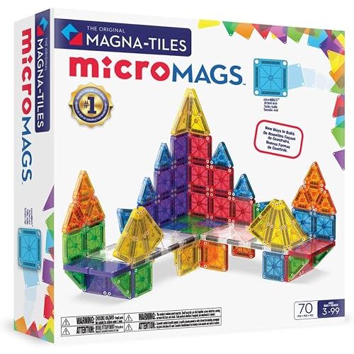 MAGNA-TILES microMAGS 70-Piece Deluxe Magnetic Construction Set, The Original Magnetic Building Brand