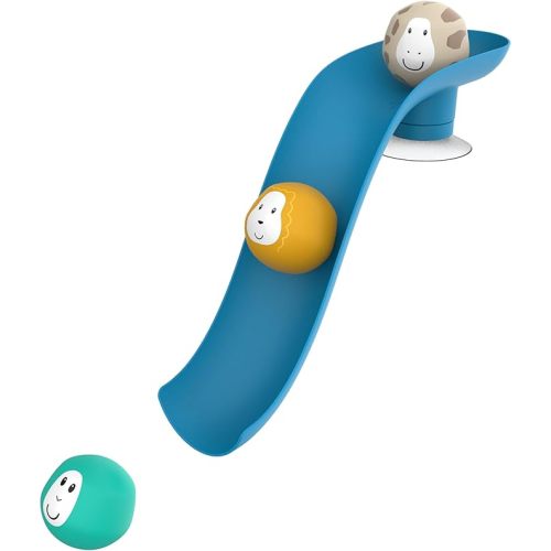 Matchstick Monkey Bath Time Slide Set – Baby Bath Toy, Sensory Learning, Easy-to-Grip Animal Rocks, Encourages Motor Skills & Water Play, BPA-Free, 12 Months+, Blue