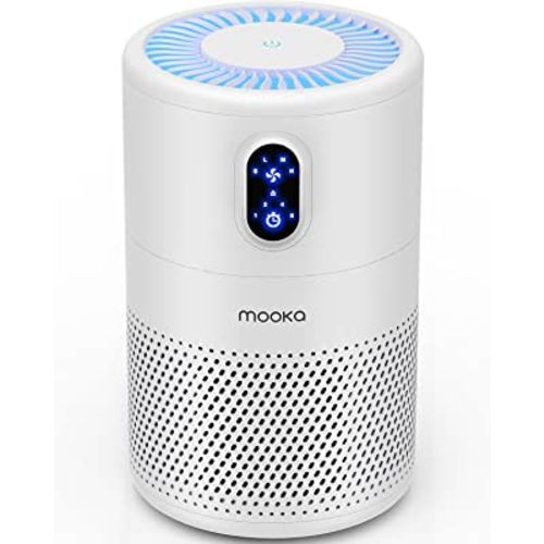 MOOKA Air Purifiers for Home Large Room up to 1076 ft², H13 True HEPA Air Filter Cleaner, Odor Eliminator, Remove Smoke Dust Pollen Pet Dander, Night Light(Available for California)