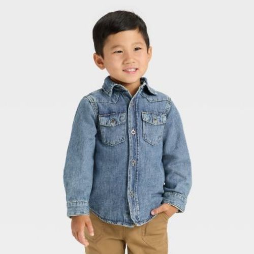 Toddler Boys' Long Sleeve Denim Button-Up Jacket - Cat & Jack™ Dark Wash