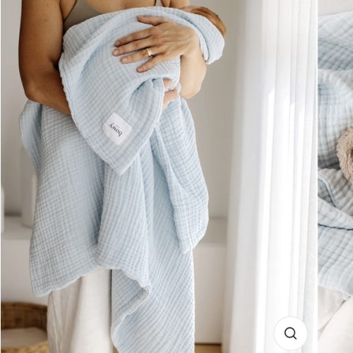 Muslin Bubble Blanket - Powder Blue