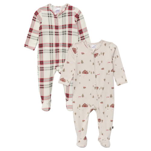 Modern Moments by Gerber Gender Neutral Sleep ´N Play Christmas Pajamas, 2-Pack, Sizes Newborn - 6/9 Months