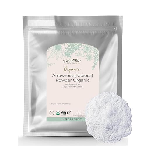 Starwest Botanicals Arrowroot Tapioca Powder Organic - Gluten Free Thickener for Cooking & Baking, Root Starch, Certified Kosher, Non-GMO - Bulk 1 lb Bag