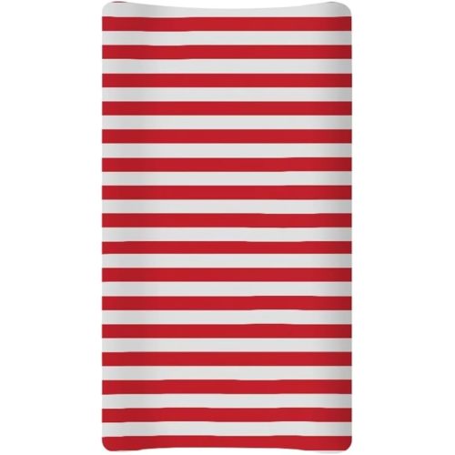 Red Striped Changing Pad Cover for Baby Easy to Install Diaper Change Table Covers for Women Breathable Cradle Mattress Sheets Gift for Holiday