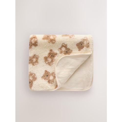 Cream Bear Fleece Baby Blanket - Size One