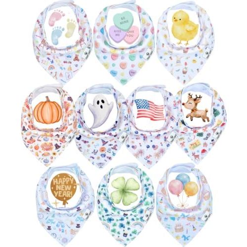 Diaper Squad 10-Pack Organic Cotton Baby Bibs for Baby Boy, Girl
