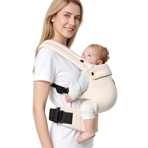 Lulunemo Ergonomic Baby Carrier 7-44lbs,Lumbar Support,Lightweight Comfort,Khaki
