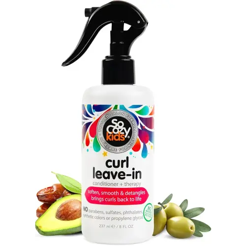 So Cozy Leave In Conditioner Spray (8 Fl Oz) Paraben-Free Detangler for Kids' Curly Hair, Deep Conditioner & Tangle-Free Curls, Gentle & Nourishing with Keratin, Vitamin B5, Olive Oil & Jojoba Oil