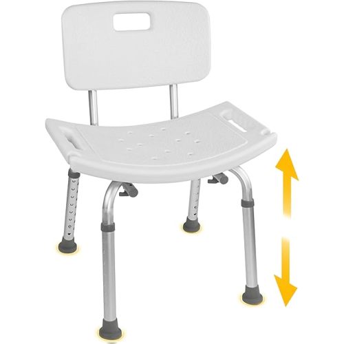 FSA/HSA Eligible, Vaunn Tool-Free Assembly Adjustable Shower Chair Spa Bathtub Seat Bench with Removable Back
