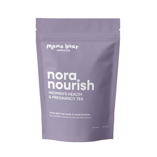 Nora Nourish Organic Pregnancy Tea – Red Raspberry Leaf Herbal Blend for Third Trimester, Postpartum & Women's Health – Caffeine-Free Loose Leaf Tea (2 oz (30 servings))