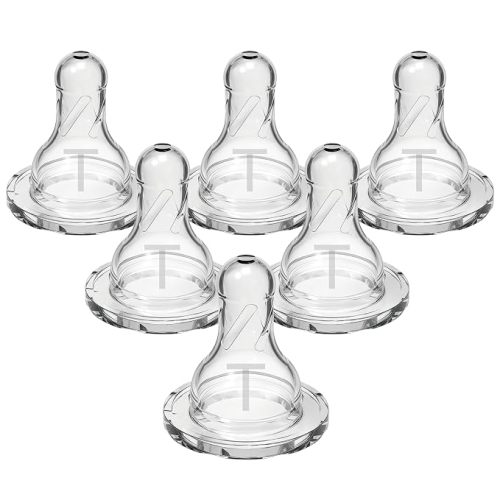 Dr. Brown's Natural Flow Level T Narrow Baby Bottle Nipple, Newborn Slow Flow, 0m+, 100% Silicone, 6-Pack