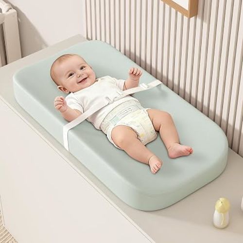 Waterproof Leather Baby Diaper Changing Pad for Dresser and Table, Green