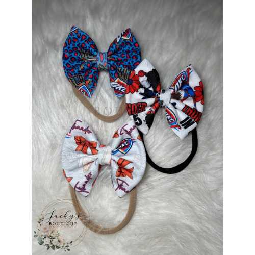 OKC Thunder bows | Oklahoma City Thunder bows | bows for babies | bows for girls | Basketball bows | nylon bows | messy bows | clip bows