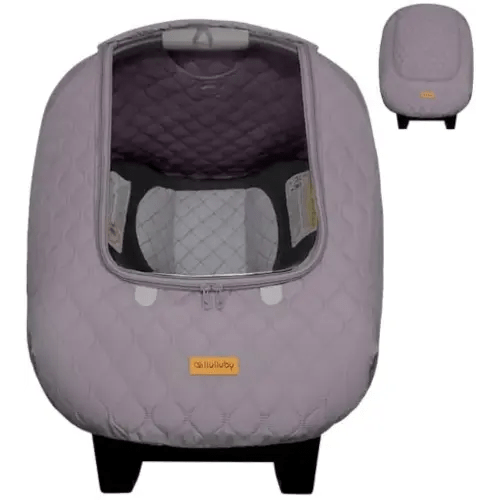 liuliuby Baby Car Seat Weather Shield | Warm Quilted Winter Cover with Clear Window for Infant Carseat | Keeps Babies & Newborn Protected in Cold | Car Seat Cover for Boys & Girls (Gray)
