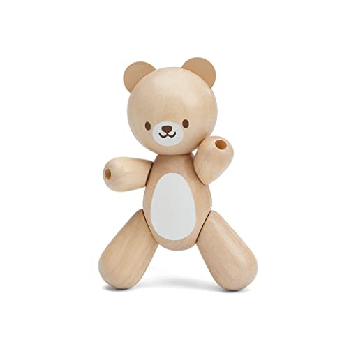 PlanToys Wooden Bear Grasping Toy (5241) | Sustainably Made from Rubberwood and Non-Toxic Paints and Dyes | Eco-Friendly PlanWood
