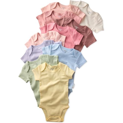 Butterblu Avery 5-Pack and 10-Pack Short Sleeve Bodysuits 100% Organic Cotton for Baby Boys & Girls