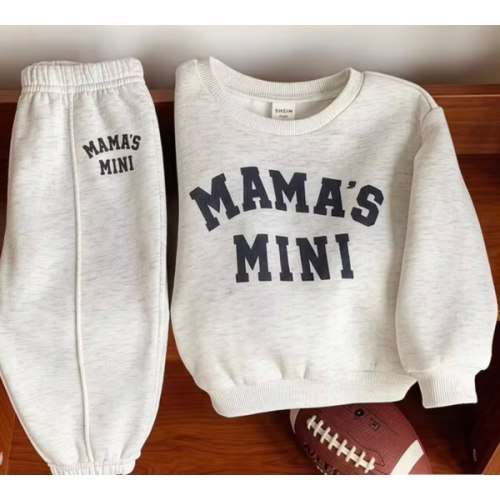 SHEIN Baby Girl Baby Girl Cute Autumn/Winter Grey Letter Print Long Sleeve Sweatshirt And Pants 2 Pieces Set | SHEIN USA