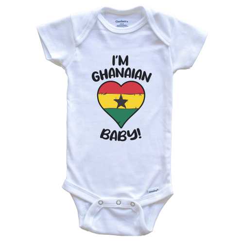 I'm Ghanaian Baby! Funny Ghana Flag Heart One Piece Baby Bodysuit - Short Sleeve or Long Sleeve