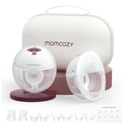 Momcozy M5 Hands-Free Wearable Breast Pump, Double-Sealed Flange for Baby-Like Comfort, 3 Modes & 9 Suction Levels, Portable Electric Pump – 24mm, 2-Pack Cozy Red