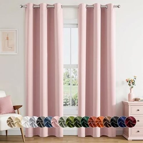 MIULEE Blackout Curtains for Bedroom 2 Panels 40 x 80 Inch Long Pink