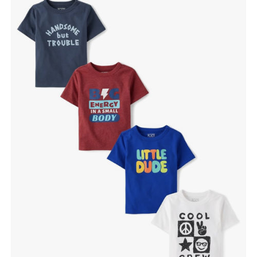 The Children's Place Baby Boys and Toddler Dinos,Animals,Cars Short Sleeve Graphic T-Shirts,4 Pack