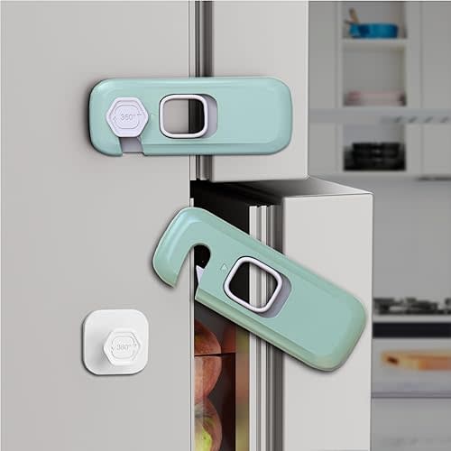 5Pack Child Proof Refrigerator Lock, Baby Proofing Cabinet Locks, oven lock child safety, fridge lock, for Fridge, Drawers, Dishwasher, Oven, Cupboard, Closet, Adhesive, No Tools Need(Green)
