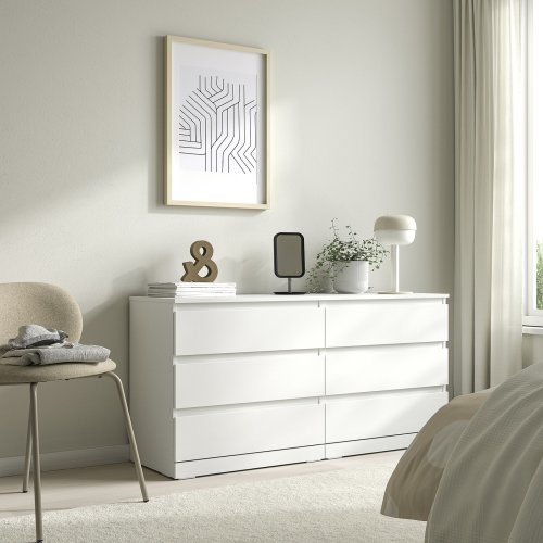 LILLBERGET 6-drawer dresser - white 55 1/8x16 7/8x26 3/4 "