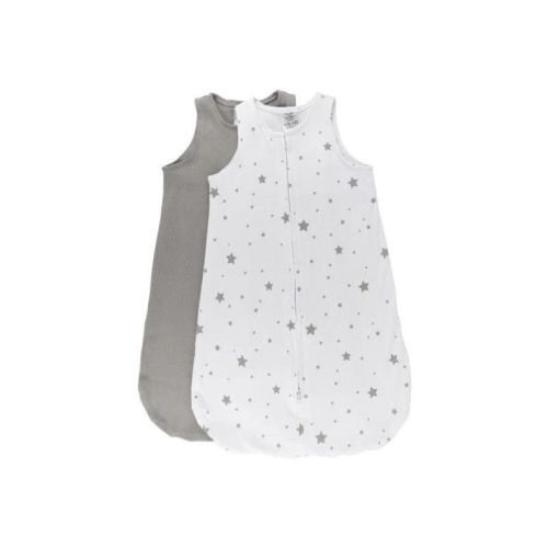 Ely's & Co. Wearable Blanket 100% Cotton Grey Stars and Solid Grey Small 0-3 Months 2 Pack