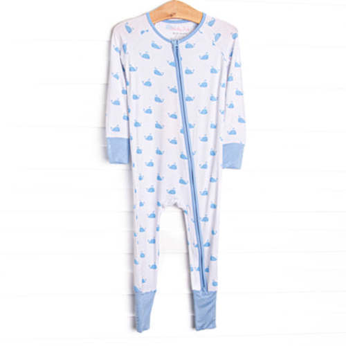 Whale Watch Bamboo Zippy Pajama, Blue – Stitchy Fish