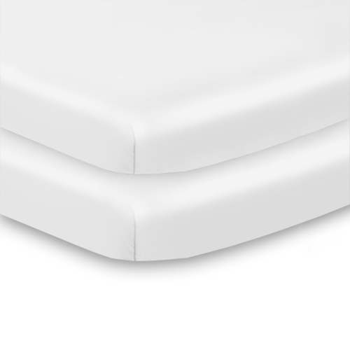 All-in-One Fitted Sheet & Waterproof Cover, For 38 x 24"/97 x 61 cm Mini Crib Mattress, White (2-Pack)